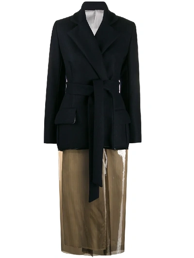 Act N°1 Two-tone Design Coat In Blue