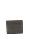 Bottega Veneta Woven Detailed Card Holder In Grey