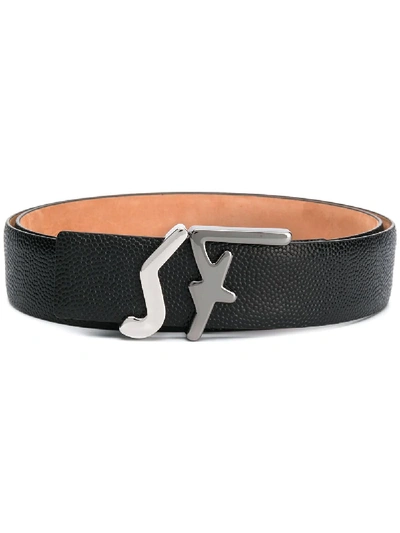 Ferragamo Logo Buckle Belt In Black