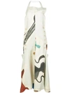 Jacquemus Button-accented Abstract-print Dress In Neutrals