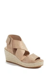 Eileen Fisher Willow Starry Suede Wedge Espadrille Sandals In Light Gold Starry Leather