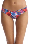 Commando Print Microfiber Thong In Painted Blooms