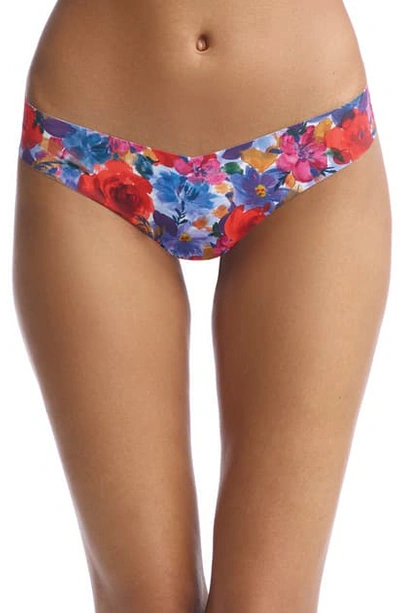 Commando Print Microfiber Thong In Painted Blooms