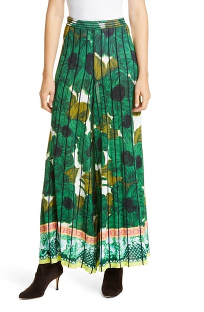 Etro Brushstroke Floral Print Knit Culotte Pants In Green