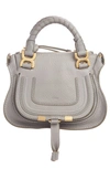 Chloé Mini Marcie Leather Crossbody Bag In Cashmere Grey