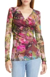 FUZZI RUCHED FLORAL PRINT TOP,F01385-10056