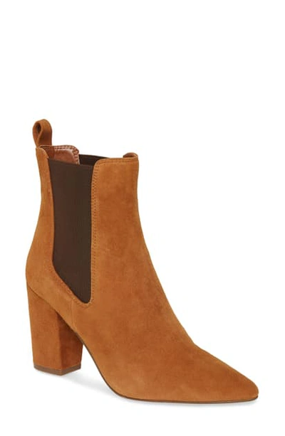 Steve Madden Subtle Snake Embossed Chelsea Boot In Chestnut Suede