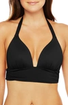 La Blanca Island Goddess Banded Halter Bikini Top Women's Swimsuit In Black