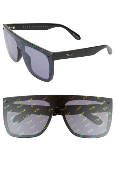 Quay X Jlo Jaded 146mm Flat Top Sunglasses In Black/ Smoke Rainbow
