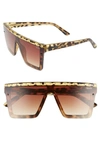 Quay X Jlo Hindsight 67mm Shield Sunglasses In Tortoise Gold Stud/ Brown