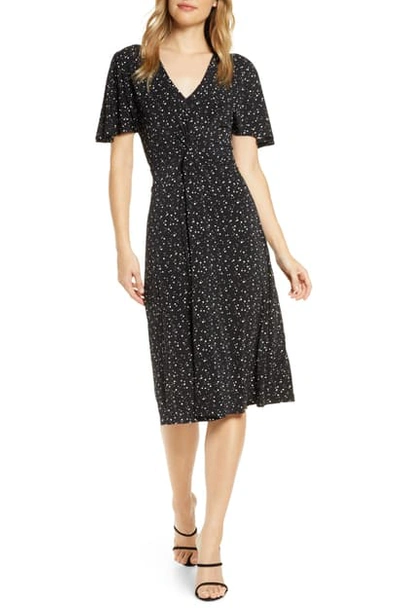 Leota Betty Flutter Sleeve Jersey Dress In Starry Night