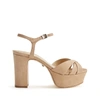 Schutz Keefa Nubuck Ankle-strap Platform Sandals In Honey Beige