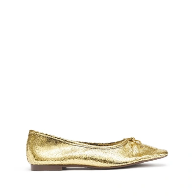 Schutz Women's Arissa Embossed Square-toe Flats In Gold