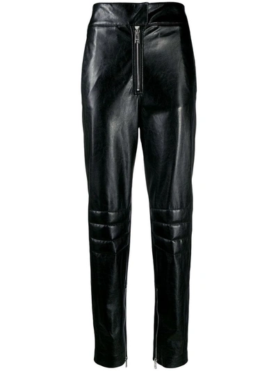 Msgm Faux Leather Pants In Black