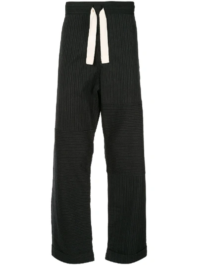 Wales Bonner Striped Straight Leg Trousers In Black