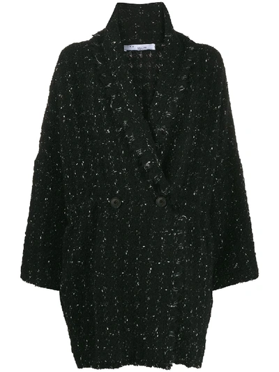 Iro Bouclé Knit Coat In Black