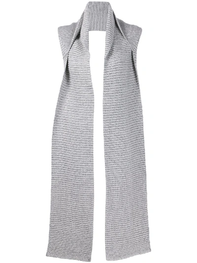 Lorena Antoniazzi Ribbed Knit Shawl In Grau