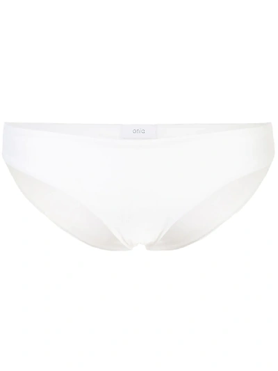 Onia Lily Ribbed Low-rise Bikini Briefs In White