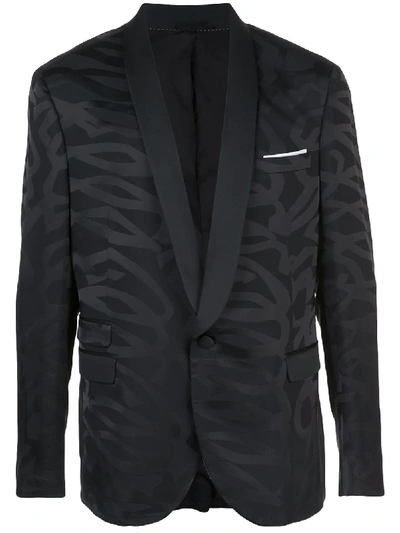 Neil Barrett Patterned Satin Jacket In Black