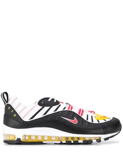 Nike Men's Air Max 98 Low-top Sneakers In Black/ Crimson-white