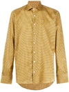 Etro Long-sleeved Micro Print Shirt In Yellow