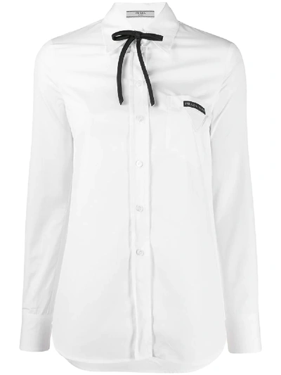Prada Hemd Mit Schleifenkragen In White | ModeSens