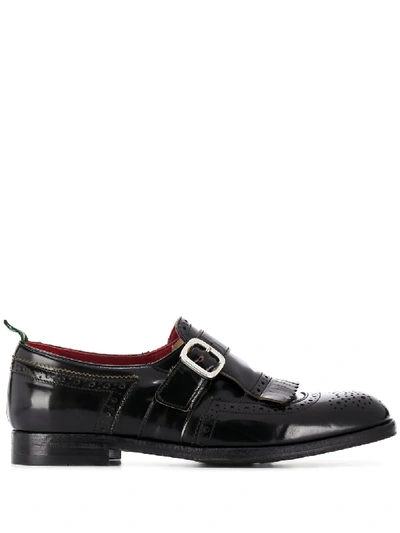 Green George Buckled Oxford Shoes In Black