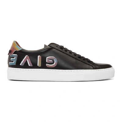 Givenchy Men's Urban Street Iridescent-logo Leather Sneakers In White