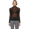 ISSEY MIYAKE BLACK LONG SLEEVE TWIST CHIFFON BLOUSE