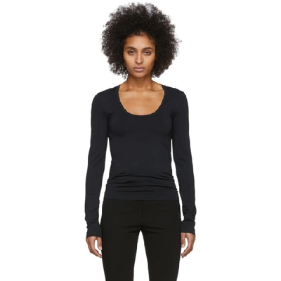 Helmut Lang Scoop-neck Long-sleeve Sweatshirt In Black