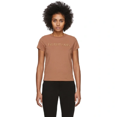 Helmut Lang Baby Logo Embroidery Cotton T-shirt In American Tan / Yxf