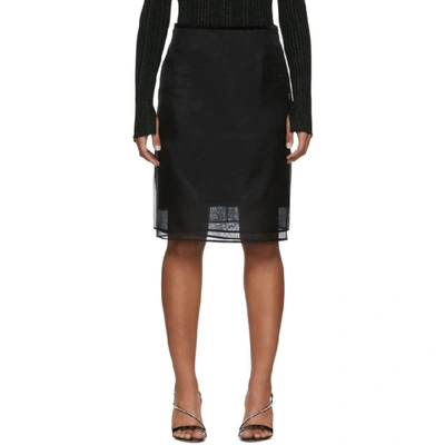 Helmut Lang Sheer Multiple Layered Silk Skirt In Black