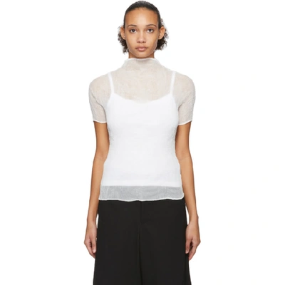 Issey Miyake White Twist Chiffon Blouse