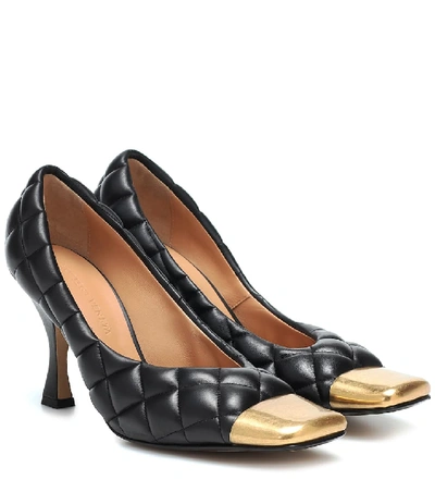 Bottega Veneta Quilted Leather And Gold-tone Pumps In Black,gold