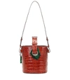 GANNI CROC-EFFECT LEATHER BUCKET BAG,P00426598