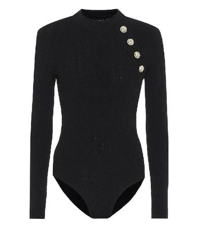 Balmain Button Detail Bodysuit In Black