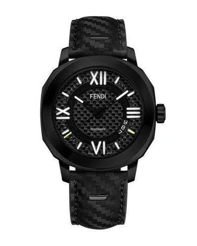Fendi Men's Selleria Black Stainless Steel & Alligator Leather-strap Watch