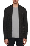 Allsaints Mode Merino Wool Open Cardigan In Cinder Black Mouline