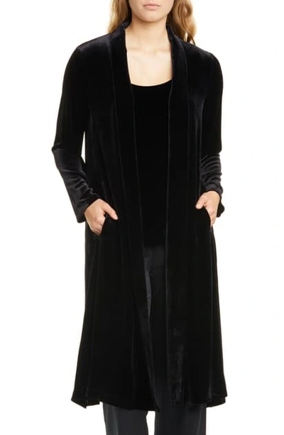 Eileen Fisher Washable Velvet Kimono Jacket In Black