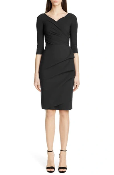 La Petite Robe Di Chiara Boni Florien 3/4-sleeve Jersey Faux-wrap Dress In Black 37