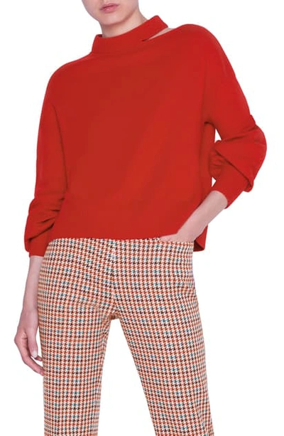 Akris Punto Luna Cutout Wool & Cashmere Sweater In Luminous Red