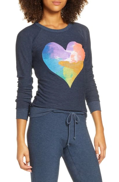 Chaser Rainbow Heart Cozy Pullover In Avalon