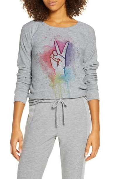 Chaser Rainbow Peace Cozy Pullover In H Grey