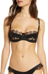 KIKI DE MONTPARNASSE LACE INSET UNDERWIRE BALCONETTE SILK BRA,BR133