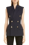 GIVENCHY CHARM BUTTON SLEEVELESS DOUBLE BREASTED WOOL JACKET,BW30BB11BN