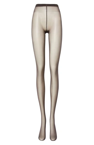 Burberry Tb Monogram Logo Seamed Tights In Brown
