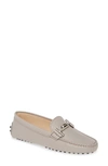 Tod's Reptile Embossed Driving Moccasin In Grigio Vapore