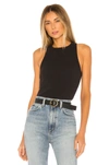 Agolde Black Rib High Neck Tank Top In Black
