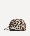 GANNI SMALL LEOPARD PRINT TECH FABRIC TOILETRY BAG,000629642