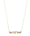 SUZANNE KALAN GOLD MULTI-STONE RAINBOW BAGUETTE BAR PENDANT NECKLACE,000639291